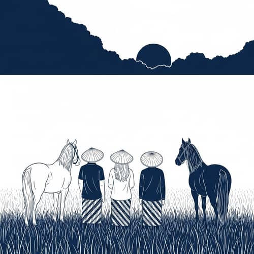 Captivating Navy and White Indonesian Field Illustration