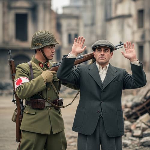 WW2 Japanese Soldier Capturing Mussolini - Historic Image