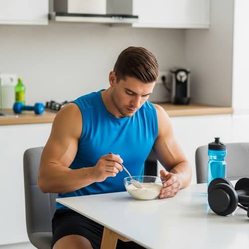 Muscular Athlete Fueling Up with Whey Protein | Active Lifestyle