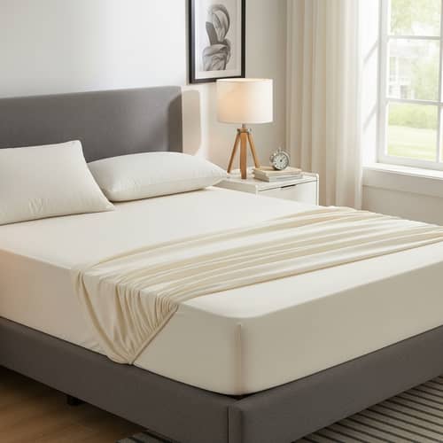 Crisp Cream Fitted Sheet on Modern Bed | Bedroom Styling