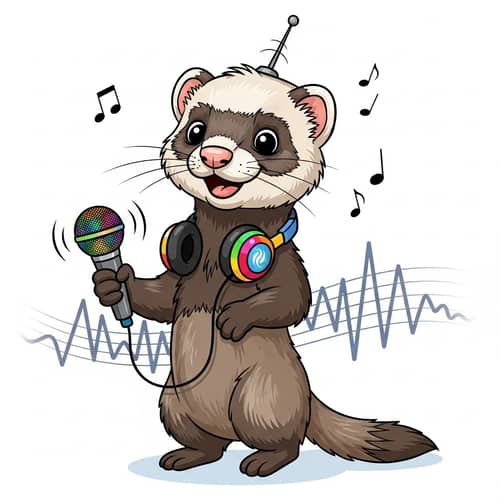 Cartoon Cute Ferret Mascot for Kids' Radio Station