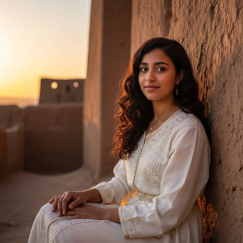 16-Year-Old Algerian Girl in Traditional Dress at Old Kasbah