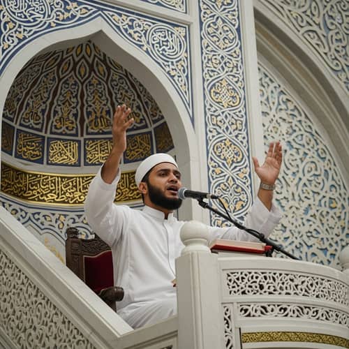 Passionate Imam Preaching at Majestic Mosque