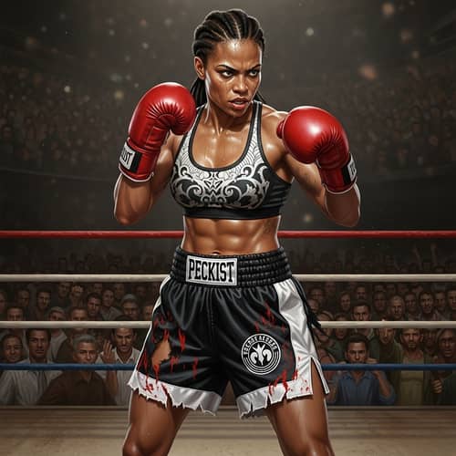 Tough Woman Fighter in Vast Boxing Ring | Diverse Ethnicity