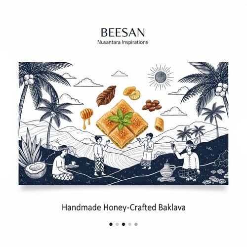 Nusantara-Inspired Baklava Packaging & UI Illustration - BEESAN