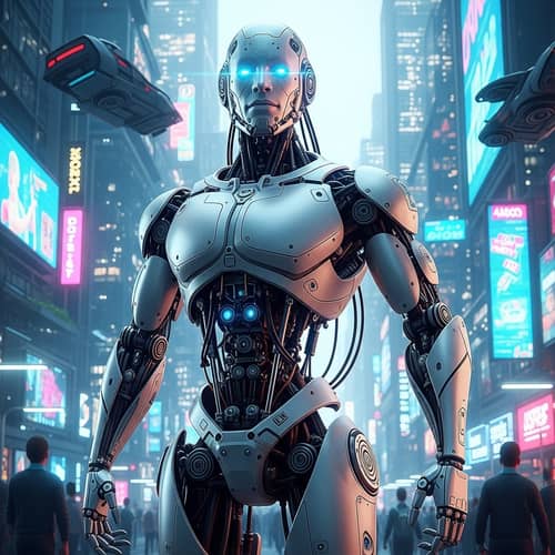 Futuristic Robot Creation | High-Tech Design | Urban Landscape