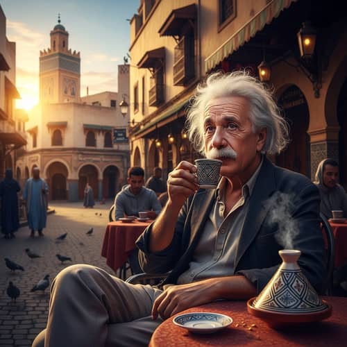 Einstein in Nador, Morocco: Sipping Moroccan Coffee