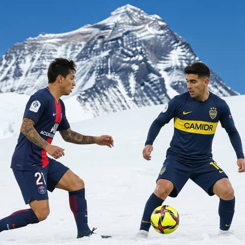 Cavani and Dybala Clash on Everest: A Soccer Showdown