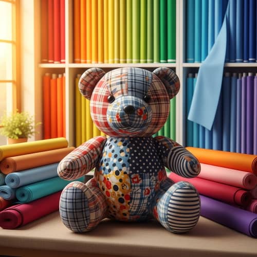 Fabric Shop Teddy Bear Art Scene