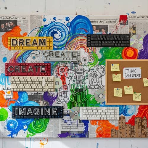 Inspiring Mural with Recycled Keyboard Keys