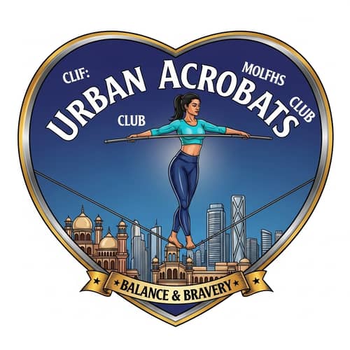 South Asian Female Tightrope Walking Emblem | Sports Club