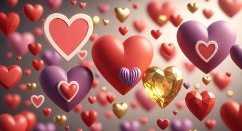 Heart Shapes Collection: 2D and 3D Hearts in Various Colors