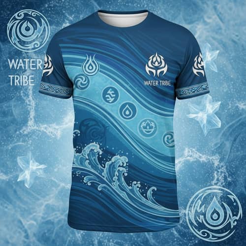 Water Tribe Design Tshirt | Fantasy-Inspired Blue Tee