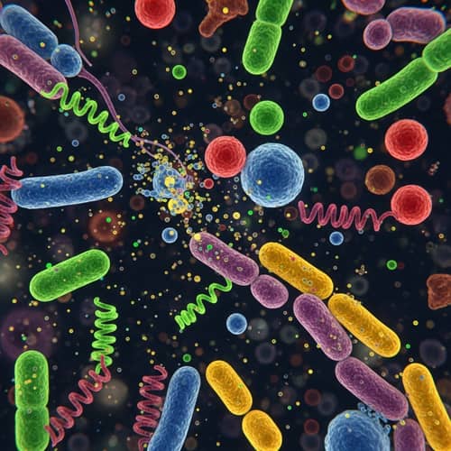 Intricate Bacteria Activity: A Microscopic Dance of Colors