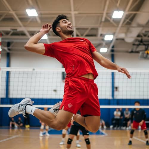 Happy Sporting Man | Hispanic Volleyball Player in Action