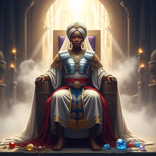 Black Woman on Throne in Divine Garments | Spiritual Significance