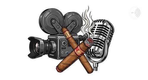 Realistic Cinema Camera, Cigar & Podcast Microphone Logo Design