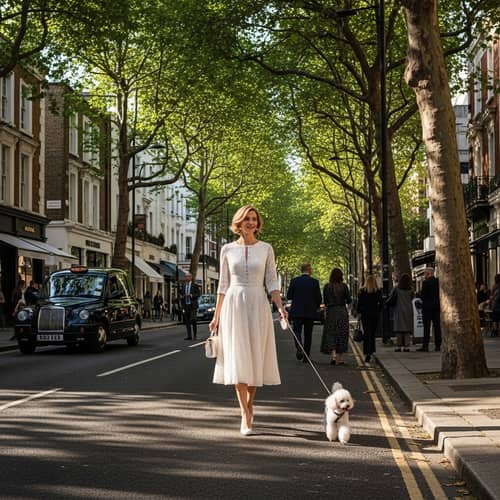 Princess Diana on Champs Élysée with Cute Poodle