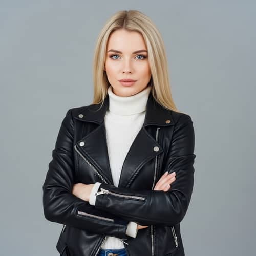 Fresh & Sophisticated | Trendy Woman with Icy Blue Eyes