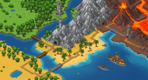 Pixel Art Diverse Landscape: Adventure & Curiosity in Pixel Style