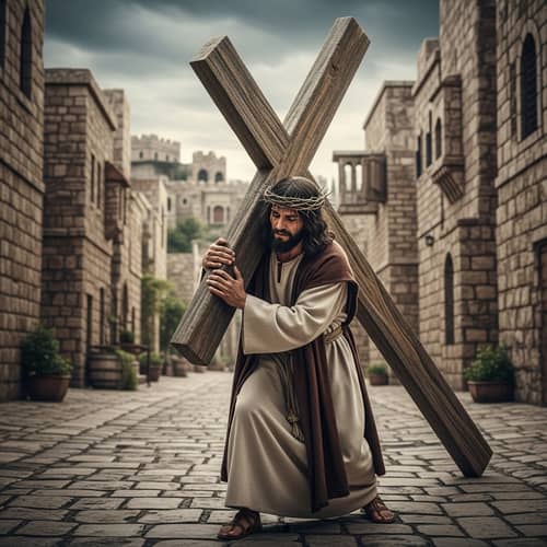 Jesus Carrying Cross - Symbol of Sacrifice and Redemption