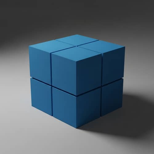3D Geometric Cube: Solid Color with Shadow Effect