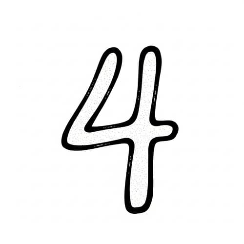 Hand-Drawn Number 4 in Traditional Ink | Organic Manual Quality