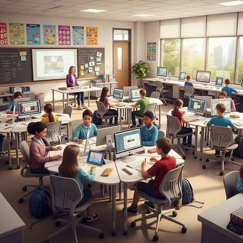 Vibrant 21st-Century Classroom with Diverse Students | Learn Smart