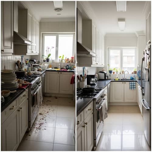 Kitchen Transformation: Chaos to Cleanliness in Documentary Style