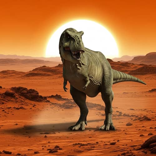 Tyrannosaurus Rex on Mars: Surreal Encounter with Earth's Extinct Beast