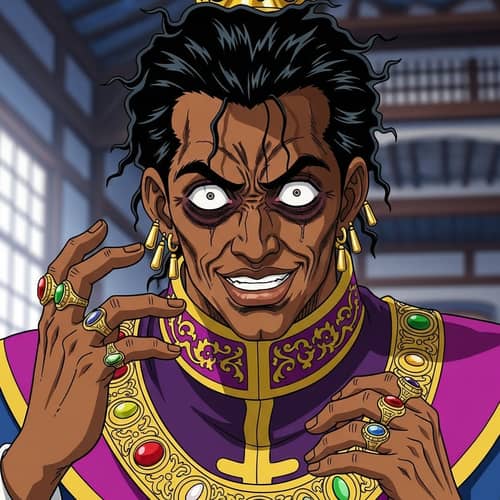 African American Prince in Anime Art Style with Gold Jewelry