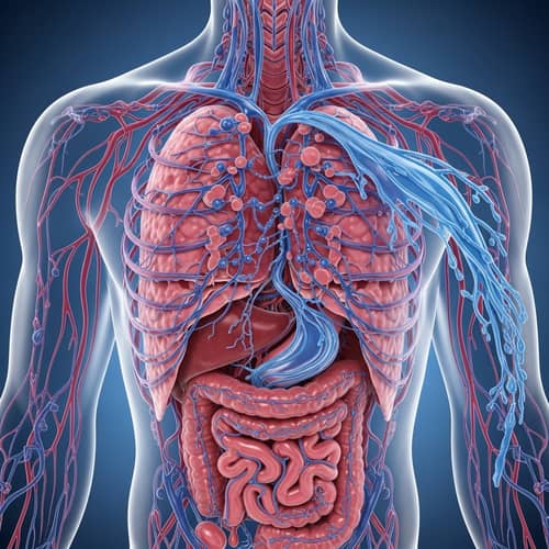 Detailed Depiction of Human Body's Lymphatic System