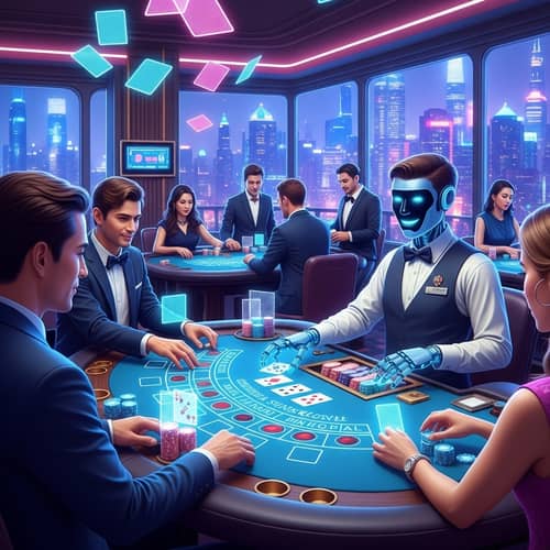 Futuristic Baccarat Casino: High-Tech Neon Gaming Experience