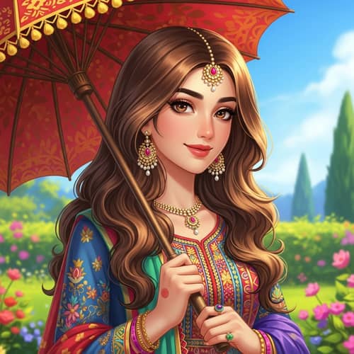 Beautiful South Asian Girl in Vibrant Traditional Outfit
