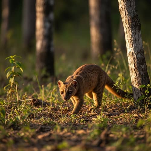 Madagascan Fossa: Agile Carnivorous Mammal in Tropical Rainforest Madagascan Fossa: Agile Carnivorous Mammal in Tropical Rainforest