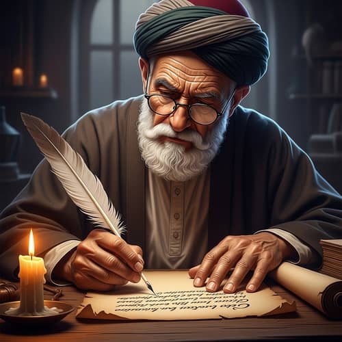 Elderly Middle-Eastern Poet Deep in Thought | Wisdom & Tranquillity