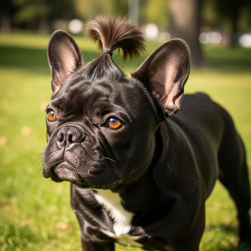 Short-Haired French Bulldog with Long Tuft of Hair