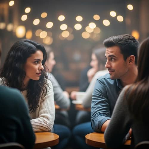 Woman Looking at Man - Romantic Interaction