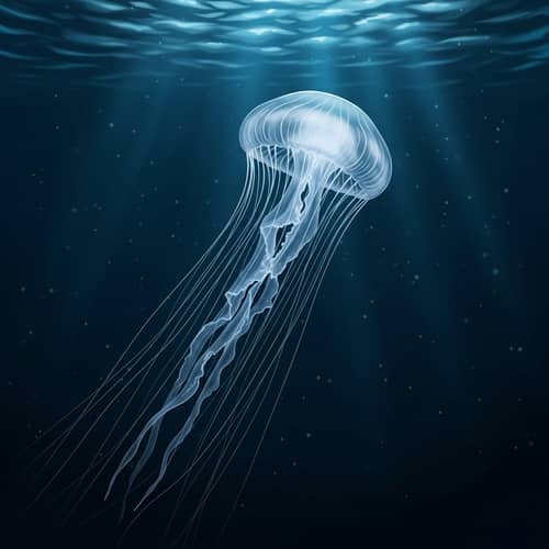 Elegantly Drifting Jellyfish: Poetic Oceanic Beauty