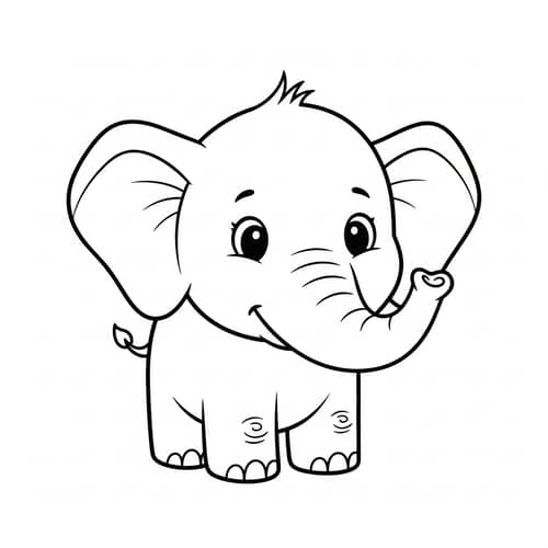 Cute & Friendly Elephant Coloring Page for Kids