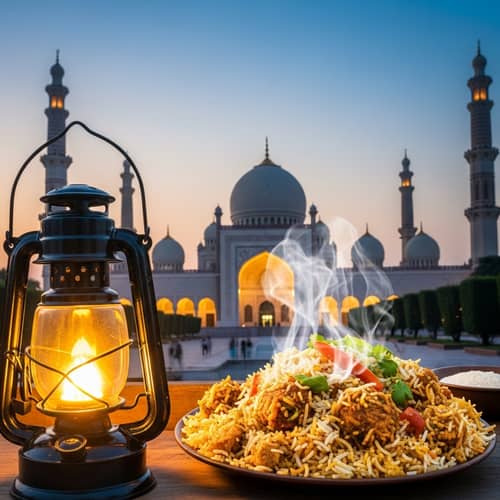 Illuminated Lantern & Mosque with Biriyani | Cultural Fusion