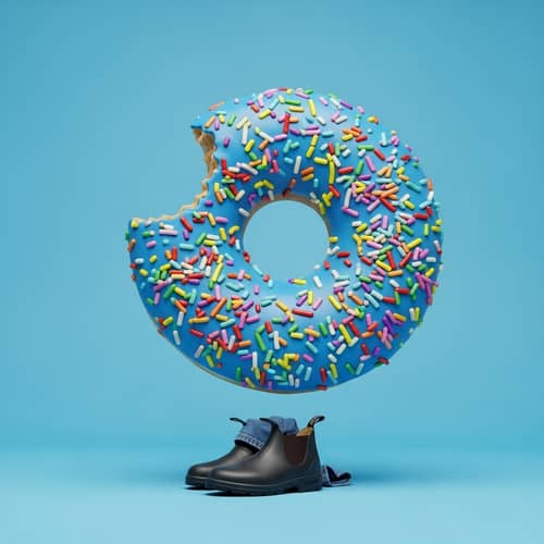 Blue Donut with Multicolored Sprinkles