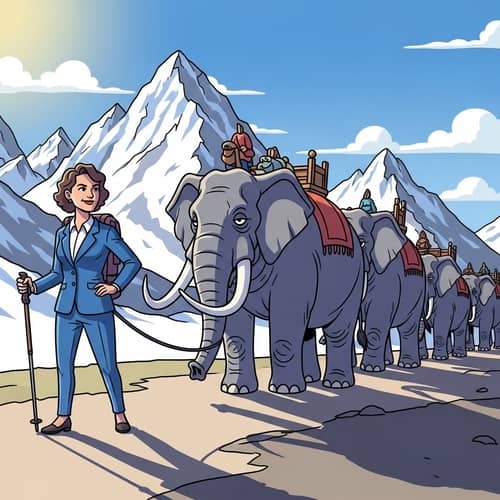 Riccarda Lang Cartoon Guide Elephants Alp Crossing