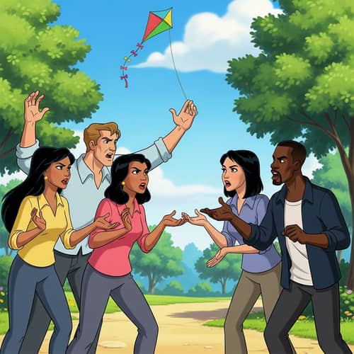 Animated Couples Confrontation | Diverse Cast in Park Setting