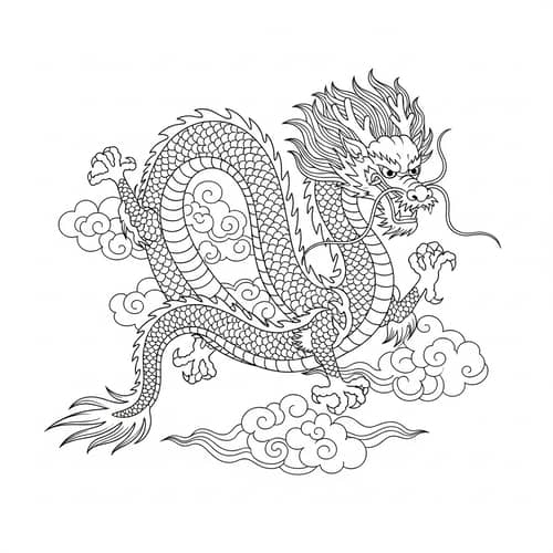 Simplified Chinese Dragon Outline Art