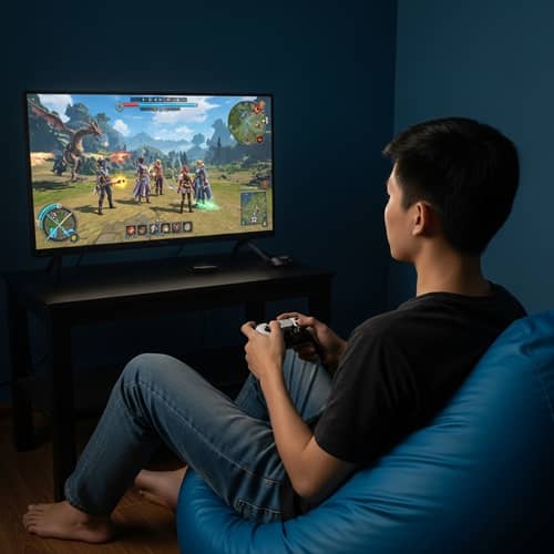 Quang Tung Playing Video Game | Fantasy RPG Adventure