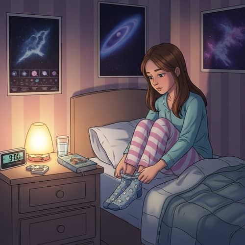 Cozy Evening Routine: 13-Year-Old Girl Prepares for Bed