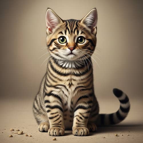 Brown Striped Cat with Green Eyes | Beautiful Feline Image