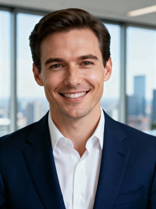 Professional Headshot in Navy Business Suit