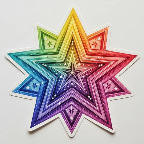 Rainbow Twilight Star Sticker - Enchanting & Multilayered Design